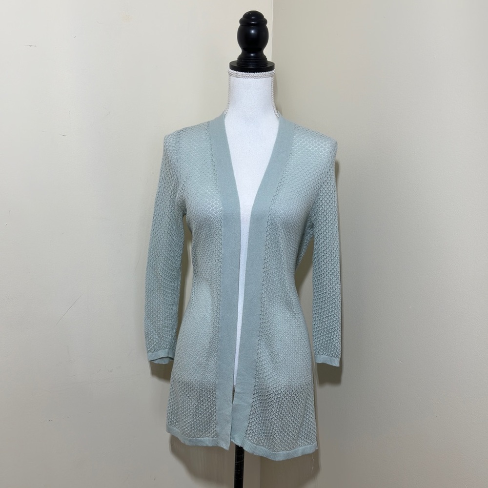 LOFT OUTLET Women's Open Knit Mint Green Cardigan Sweater Small P